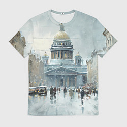 Мужская футболка Санкт-Петербург зимний пейзаж