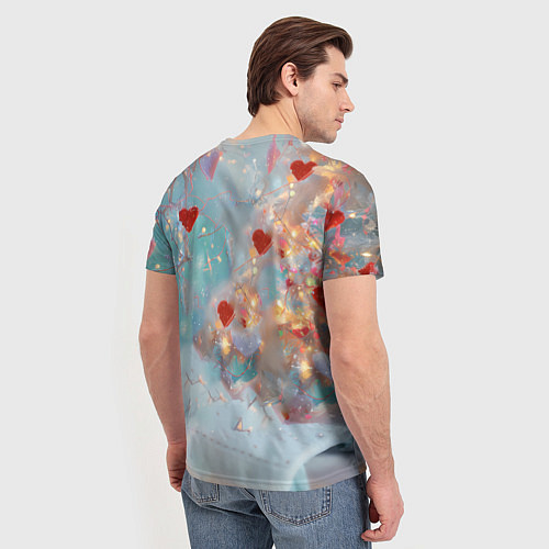 Мужская футболка Рыжий новогодний котенок с сердечком / 3D-принт – фото 4