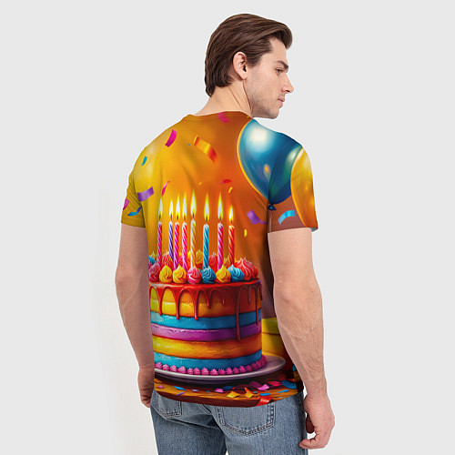 Мужская футболка Радуга праздничного торта / 3D-принт – фото 4