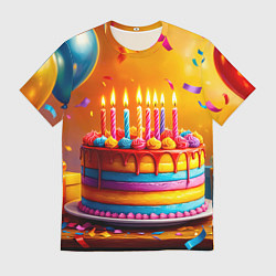Мужская футболка Радуга праздничного торта