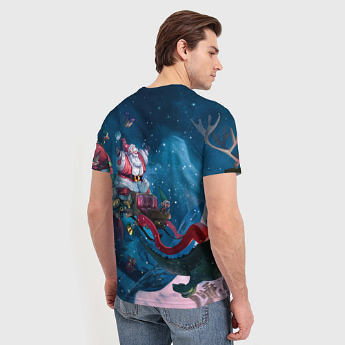 Мужская футболка Санта с динозавром / 3D-принт – фото 4