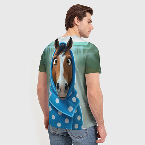 Мужская футболка Конь в полотенце / 3D-принт – фото 4