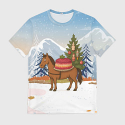 Мужская футболка Лошадь с салатом Под шубой