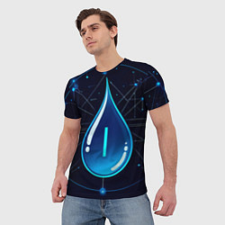 Футболка мужская Киберкапля группа крови I, цвет: 3D-принт — фото 2