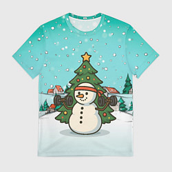 Футболка мужская Снеговик - Новогодний Зож, цвет: 3D-принт