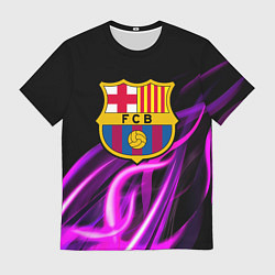 Мужская футболка Барселона неоновый огонь текстура