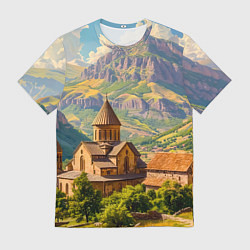 Мужская футболка Горный покой: храм среди облаков