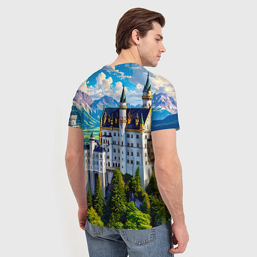 Мужская футболка Сказочный Нойшванштайн / 3D-принт – фото 4