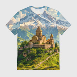 Мужская футболка Храм у подножия вечных вершин