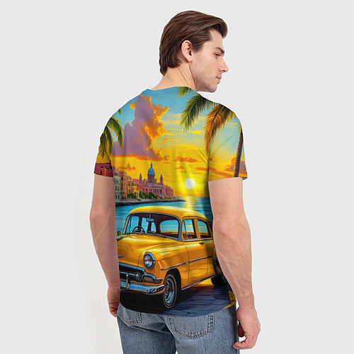 Мужская футболка Золотой закат над набережной / 3D-принт – фото 4