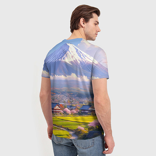 Мужская футболка Сакура у подножия Фудзиямы / 3D-принт – фото 4