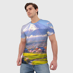 Футболка мужская Сакура у подножия Фудзиямы, цвет: 3D-принт — фото 2