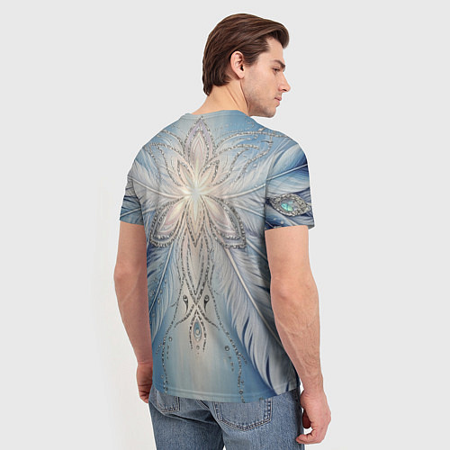 Мужская футболка Ледяной перьевой орнамент со светом / 3D-принт – фото 4