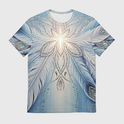 Футболка мужская Ледяной перьевой орнамент со светом, цвет: 3D-принт