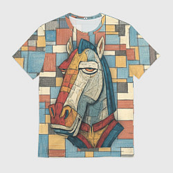 Мужская футболка Конь и квадраты