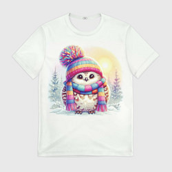 Мужская футболка Совушка в шапке и шарфе