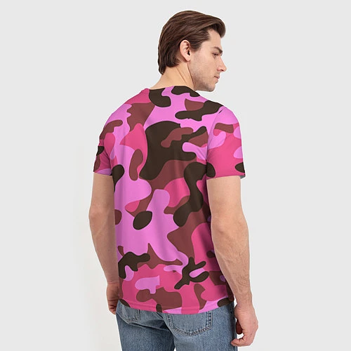 Мужская футболка Камуфляж: розовый/коричневый / 3D-принт – фото 4