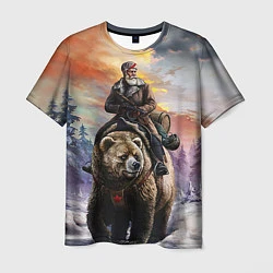 Мужская футболка Красноармеец на медведе