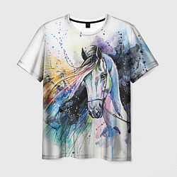Мужская футболка Акварельная лошадь