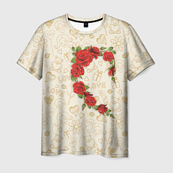 Мужская футболка Сердце красных роз