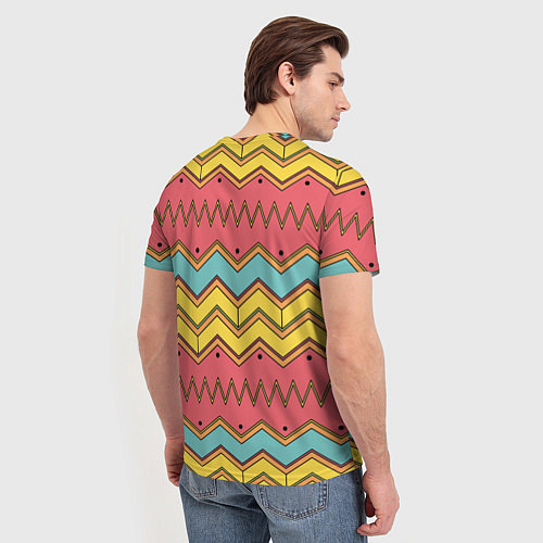 Мужская футболка Цветные зигзаги / 3D-принт – фото 4