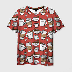 Мужская футболка Веселые чашки кофе