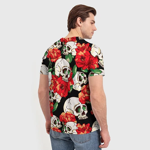 Мужская футболка Черепки и розы / 3D-принт – фото 4