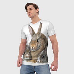 Футболка мужская Кролики - семейство, цвет: 3D-принт — фото 2