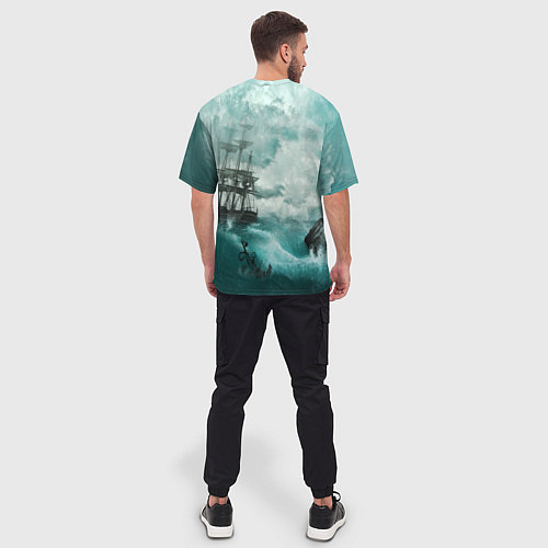 Мужская футболка оверсайз Море / 3D-принт – фото 4