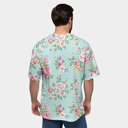 Мужская футболка оверсайз Цветы ретро 1 / 3D-принт – фото 4