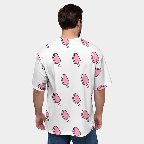 Мужская футболка оверсайз Мороженое розовое / 3D-принт – фото 4