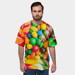 Футболка оверсайз мужская Сладкие конфетки, цвет: 3D-принт — фото 2