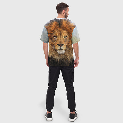 Мужская футболка оверсайз Красавец лев / 3D-принт – фото 4