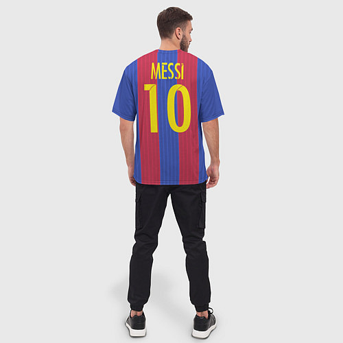 Мужская футболка оверсайз FCB Messi: Qatar Airways / 3D-принт – фото 4