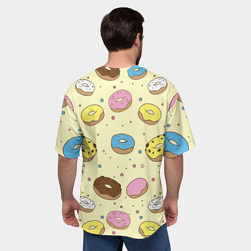 Мужская футболка оверсайз Сладкие пончики / 3D-принт – фото 4