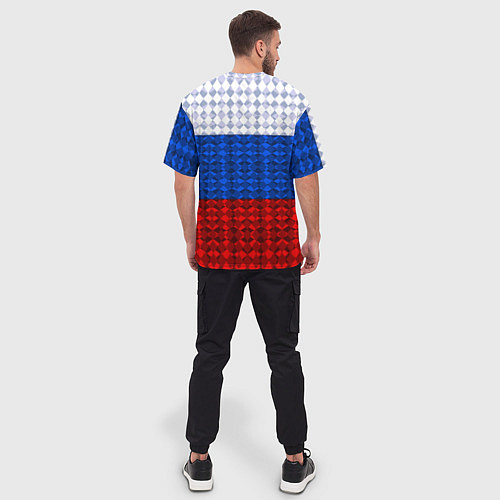 Мужская футболка оверсайз Россия: полигоны / 3D-принт – фото 4