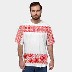Футболка оверсайз мужская Славянский орнамент (на белом), цвет: 3D-принт — фото 2