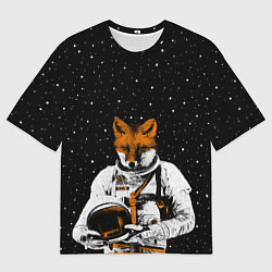 Мужская футболка оверсайз Лис космонавт