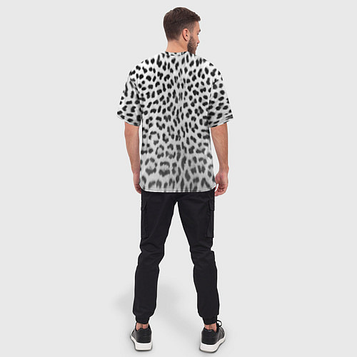 Мужская футболка оверсайз Белый леопард / 3D-принт – фото 4