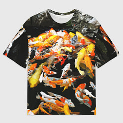 Футболка оверсайз мужская Японские карпы - кои, цвет: 3D-принт
