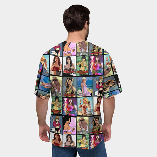 Мужская футболка оверсайз GTA - все девушки персонажи / 3D-принт – фото 4