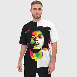 Футболка оверсайз мужская Bob Marley: Colors, цвет: 3D-принт — фото 2