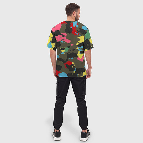 Мужская футболка оверсайз Цветной камуфляж / 3D-принт – фото 4