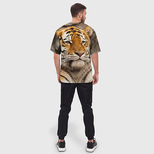 Мужская футболка оверсайз Мудрый тигр / 3D-принт – фото 4