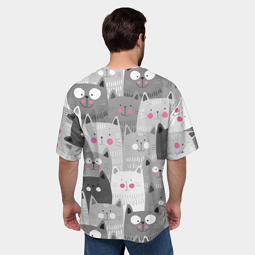Мужская футболка оверсайз Котейки 2 / 3D-принт – фото 4
