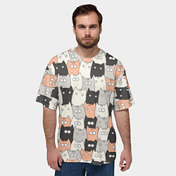 Футболка оверсайз мужская Котики, цвет: 3D-принт — фото 2