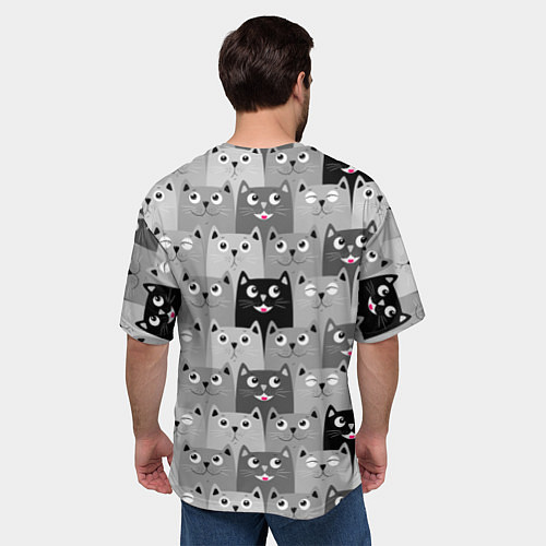 Мужская футболка оверсайз Котейки / 3D-принт – фото 4