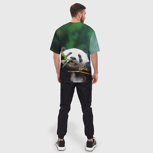 Мужская футболка оверсайз Панда на ветке / 3D-принт – фото 4