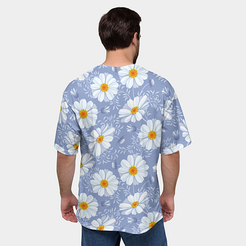 Мужская футболка оверсайз Нежные ромашки / 3D-принт – фото 4