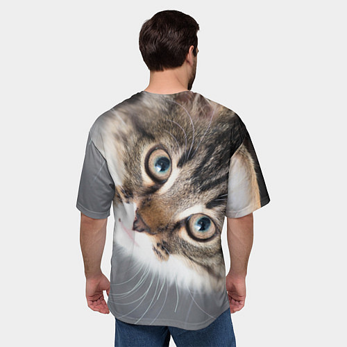 Мужская футболка оверсайз Кошачий взгляд / 3D-принт – фото 4